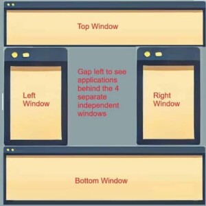 4 separate independent windows with a rectangular gap between them